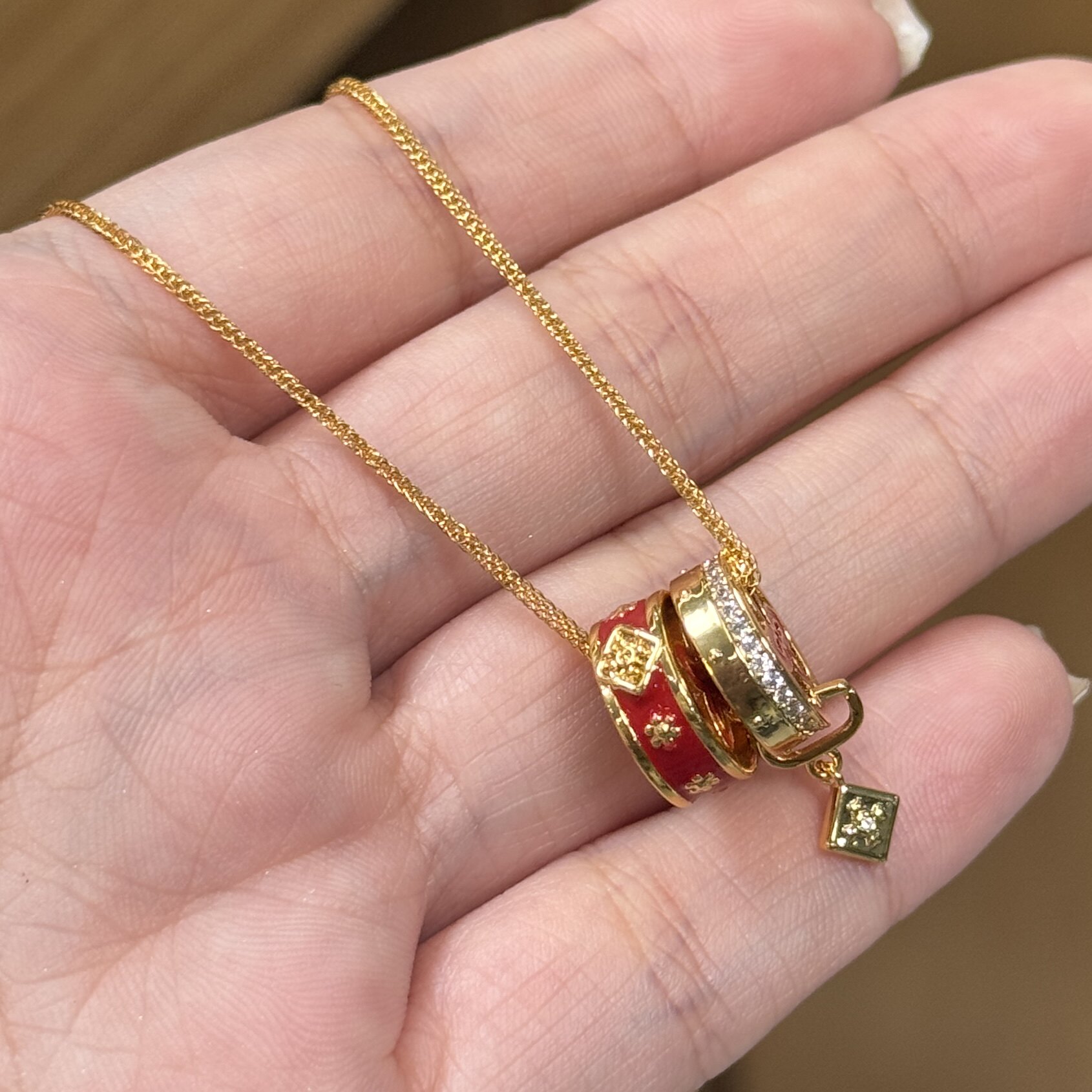 古法工艺时来运转宝相花项链