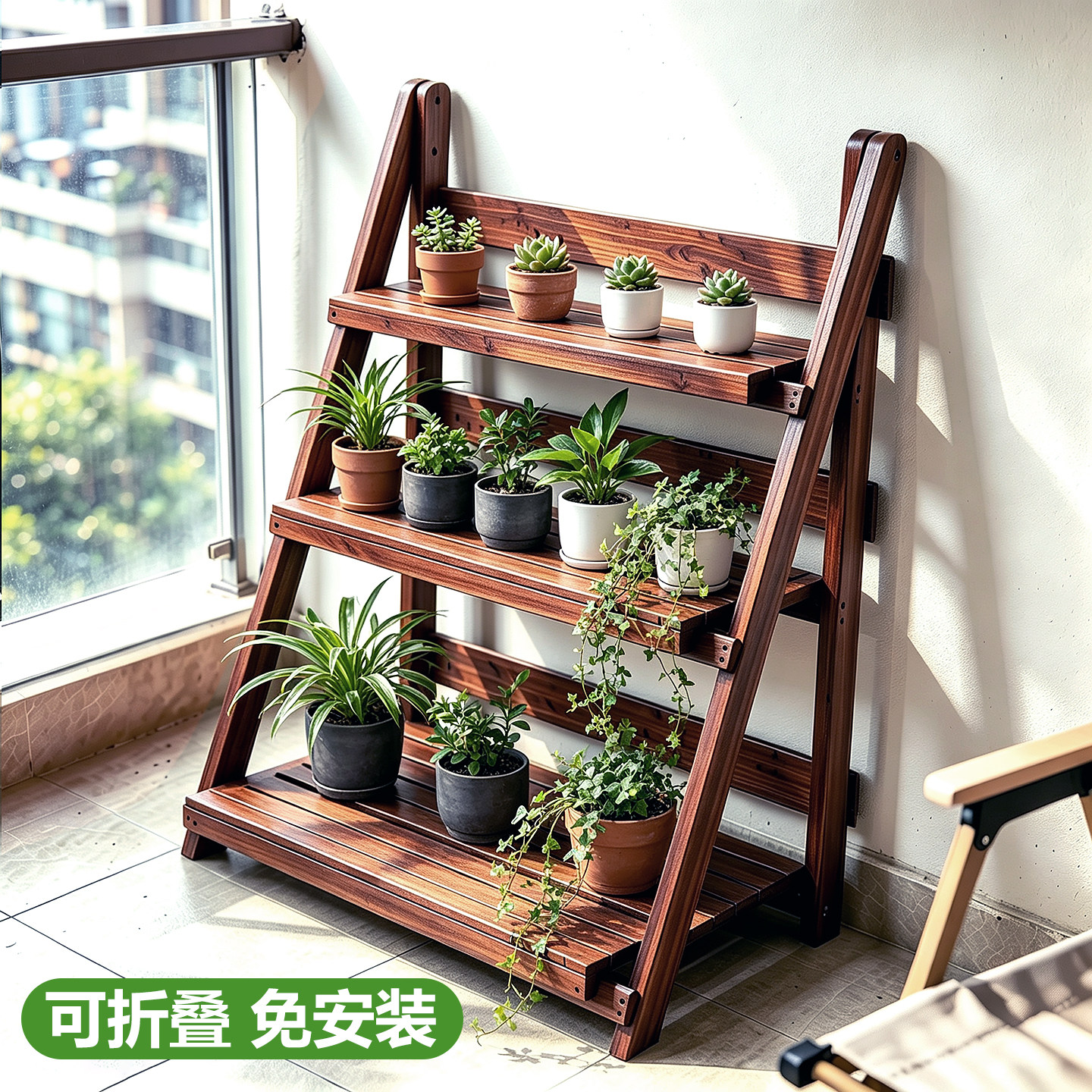 阳台花架置物架可折叠植物花盆架图片