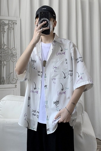 新品衬衫男士短袖港风印花衬衣XZ-702-CS109图片