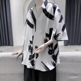 XZ-702-CS107P40港风复古印花百搭男生衬衣潮流衬衫，男装衬衫，电商A430（原星座702）