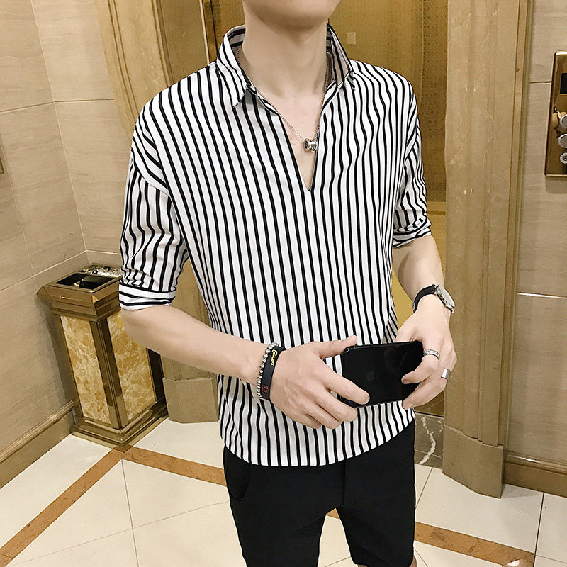 男装夏装短袖男t恤韩版潮流衣服体恤衫半袖五分袖衫702-LC78P25图片