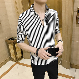 男装夏装短袖男t恤韩版潮流衣服体恤衫半袖五分袖衫702-LC78P25图片