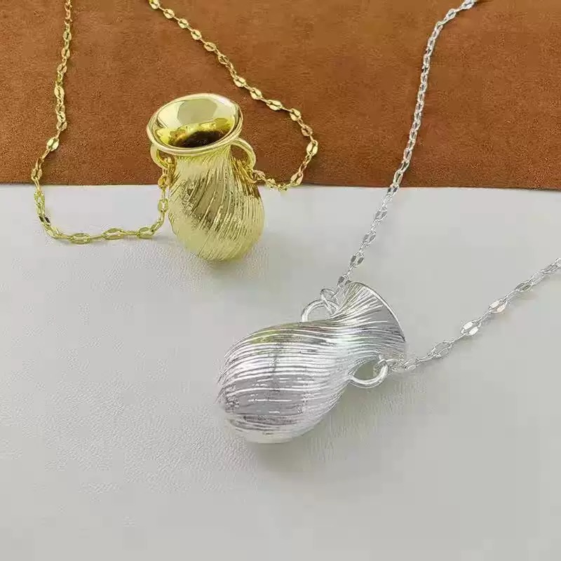 韩国新款长款花瓶项链纹理毛衣链轻奢小众设计高级感时尚项饰