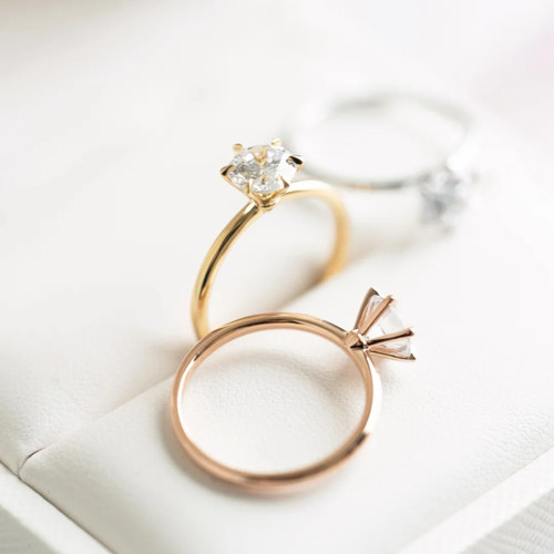 18K金定制美国进口D色莫桑钻石白金钻石戒指 经典四爪钻戒女