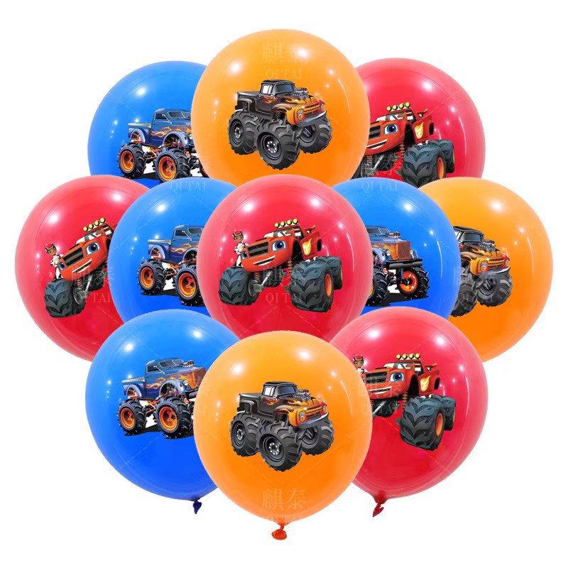 赛车旋风队主题气球儿童派对装饰用品印花越野车乳胶气球生日布置