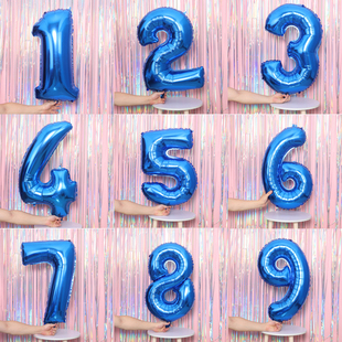 生日装饰数字气球32寸深蓝大号数字气球生日宴会派对装饰铝箔气球