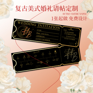 婚礼抽奖券定制可撕正副券票根订婚宴烫金邀请函定做伴手礼喜糖盒感谢卡片请柬请帖印刷祝福餐盘答谢贺卡打印