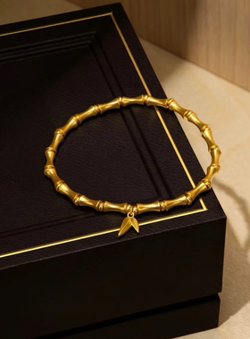 水贝竹节手链女复古手饰中国风国潮节节高升竹子手镯黄金999足金