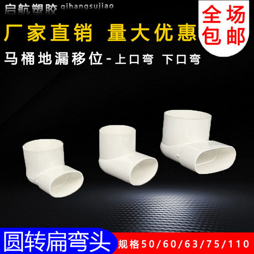 PVC扁管异径排水弯头地漏移位器