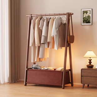 衣帽架卧室家用落地式收纳架大容量稳固耐用可折叠简易置物挂衣架