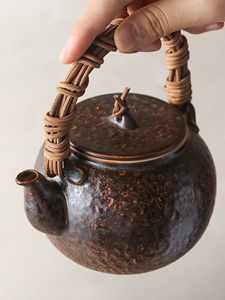 九土煮茶壶围炉电陶炉烧水壶覆古炭火茶具老式陶壶明火古法煮茶炉