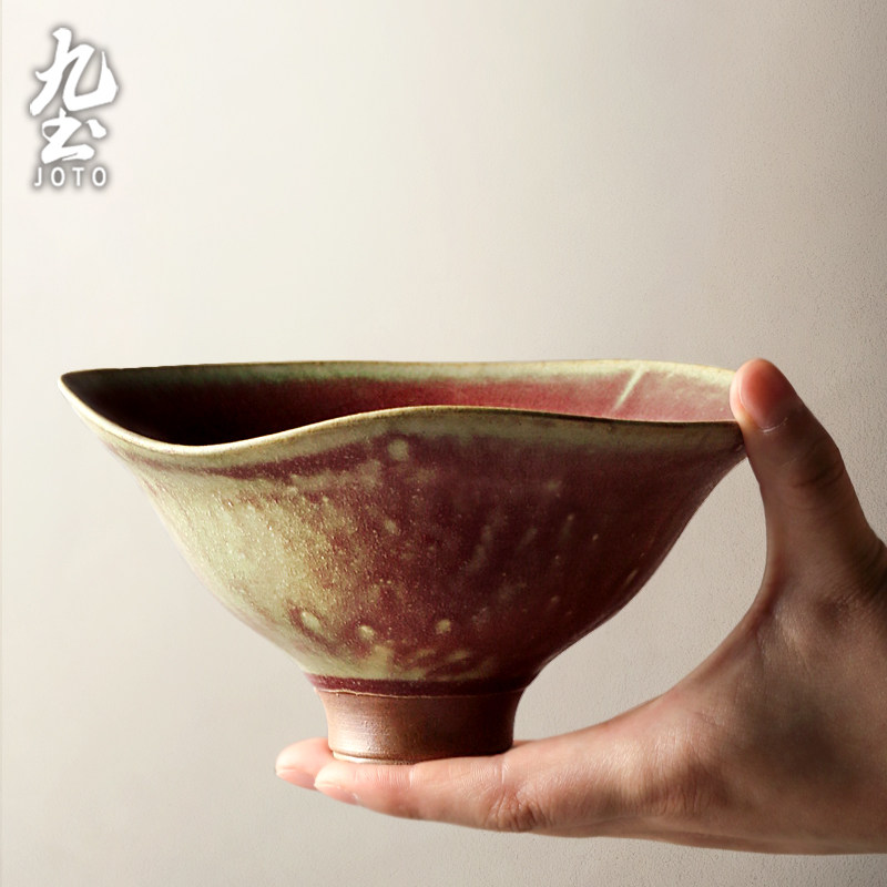 九土日式粗陶碗碗复古高脚碗家用米饭碗汤碗面碗陶艺餐具食器大碗