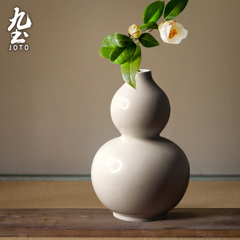 九土复古陶瓷花瓶葫芦花器创意家居摆件禅意草木灰釉手工陶瓷花插,家居饰品,花瓶,淘宝优惠券,粉丝福利购,淘宝优惠卷