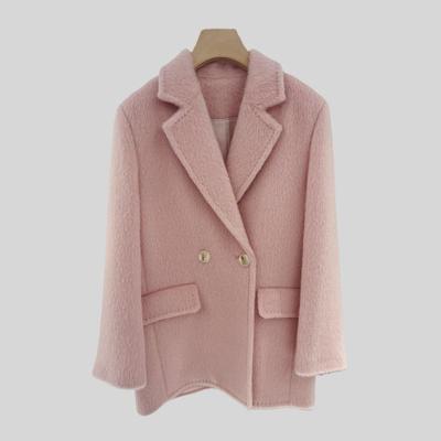 冬季高级感宽松羊驼毛大衣通勤