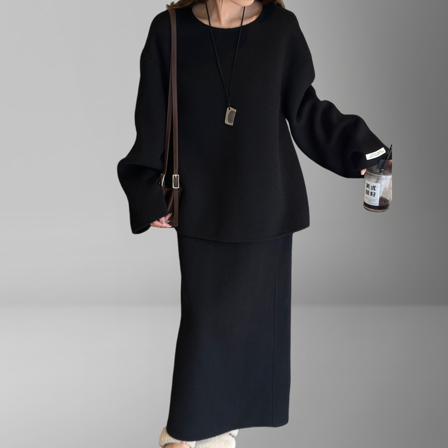 设计感羊毛时尚套装女2025秋冬