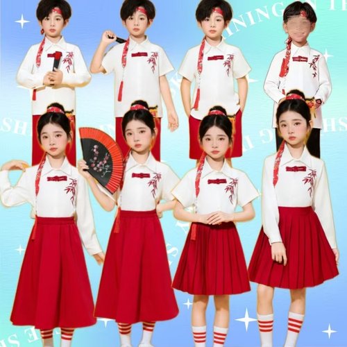 小学生幼儿园舞蹈服男青花瓷女童