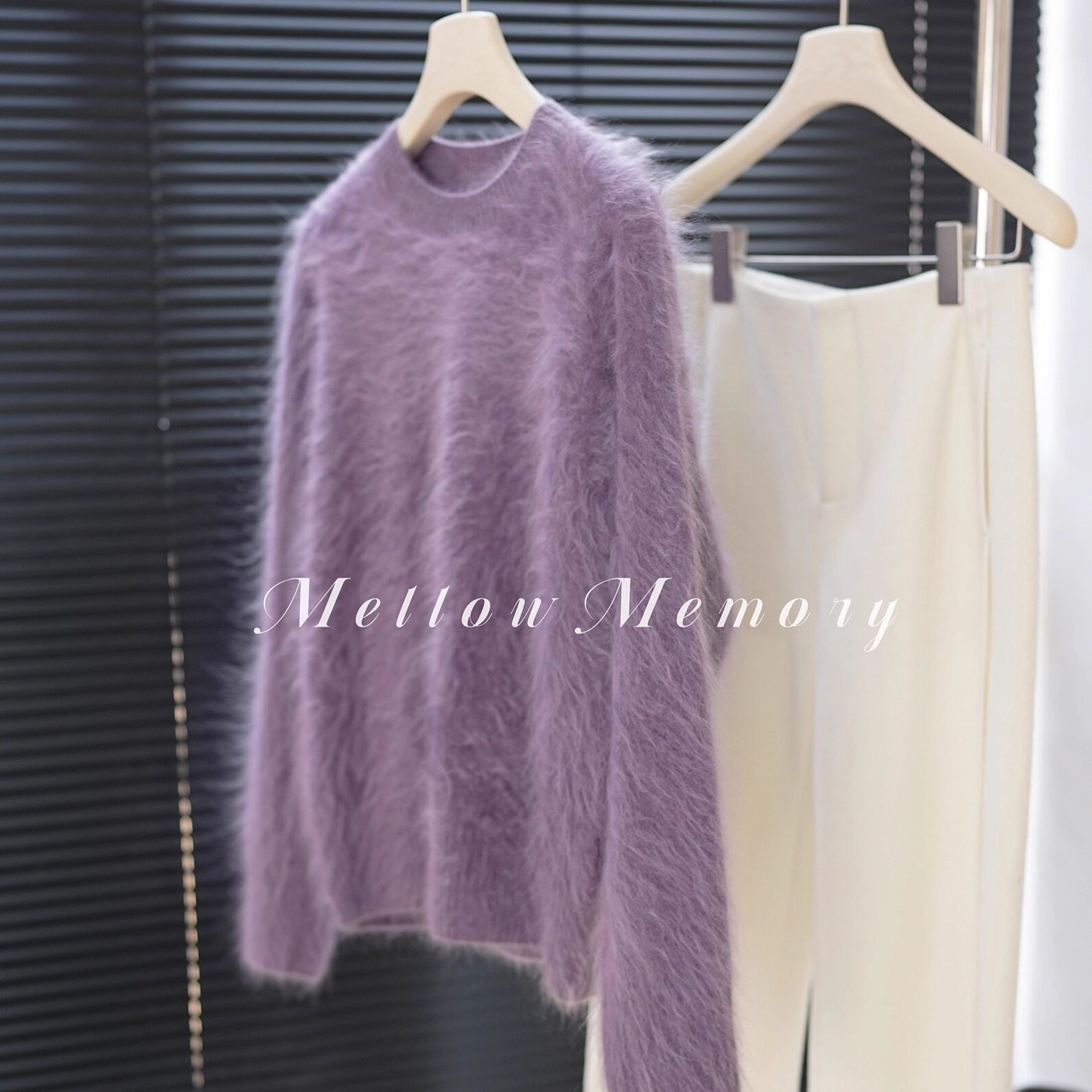 100%山羊绒成衣拉绒紫色毛衣