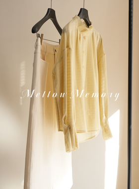 羊绒羊毛肌理面料花苞立领衬衫 超治愈超显白浅鹅黄ins风法式甜美