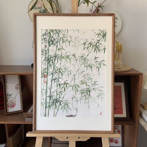纯手绘竹子国画水墨画客厅茶室办公室电表箱挂画装饰画42×62cm