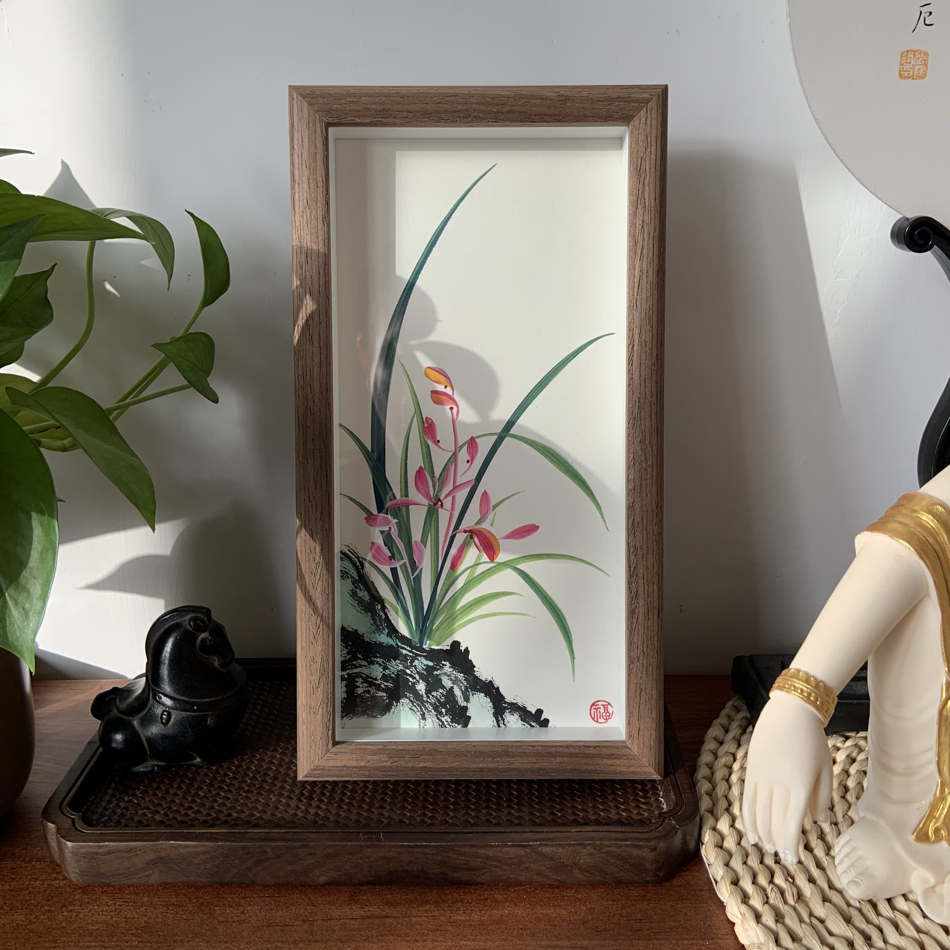 100%纯手绘兰花摆台空谷幽兰国画竹报平安书桌摆件新中式装饰茶室,家居饰品,国画,淘宝优惠券,粉丝福利购,淘宝优惠卷