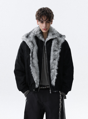 MRNEARLY美式复古双层毛领设计感保暖棉服男冬季潮牌加厚休闲外套