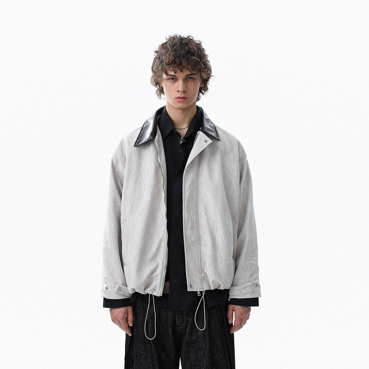 美式复古撞色翻领夹克男