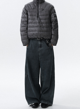 MRNEARLY美式复古水洗做旧解构设计感牛仔裤男宽松休闲阔腿裤子潮