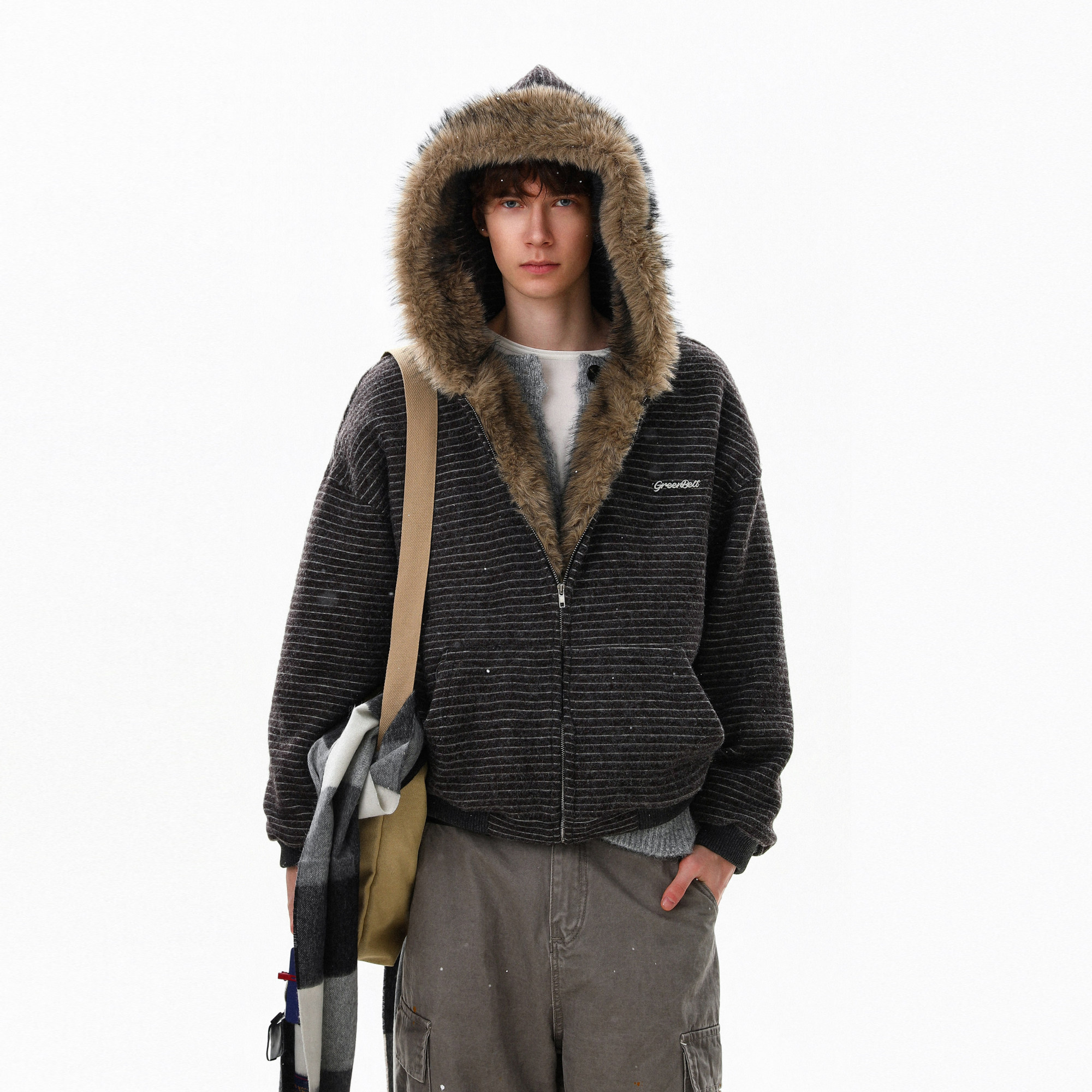 MRNEARLY美式复古条纹毛领座山雕棉服男连帽冬季保暖情侣棉袄外套,男装,棉衣,淘宝优惠券,粉丝福利购,淘宝优惠卷