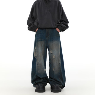 MRNEARLY美式复古解构设计感小众直筒牛仔裤男高级感宽松阔腿裤子