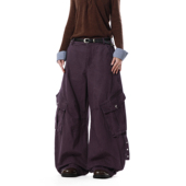 MRNEARLY美式 男女宽松街头休闲长裤 复古工装 风多口袋弯刀阔腿裤