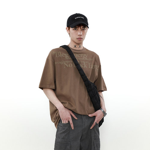MRNEARLY美式高街印花短袖t恤男