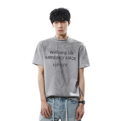 MRNEARLY美式复古做旧短袖T恤