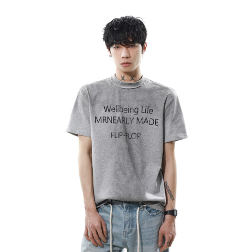 MRNEARLY美式复古做旧短袖T恤