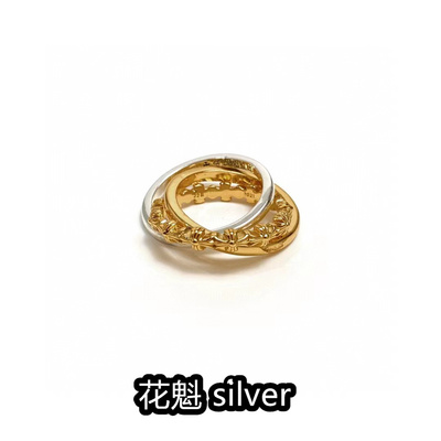 925纯银电镀22k真金三环戒指