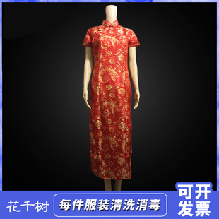 礼仪旗袍出租酒店迎宾小姐修身凤尾花袍剪彩服敬酒服衣服租赁