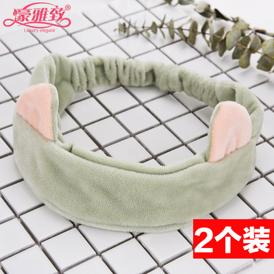 女发带洗脸发箍洗漱发套束发带韩国猫耳朵头箍可爱敷面膜用的化妆