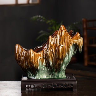 创意田园风窑变造景绿植多肉兰花客厅室内摆件桌面观赏中式花盆