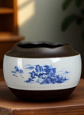 禅意紫砂多肉花盆带托