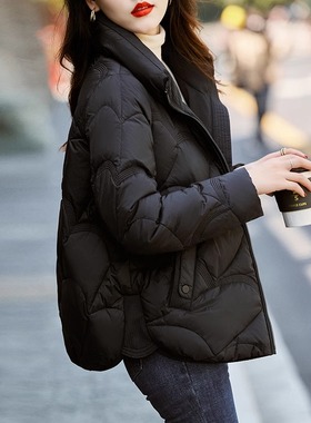 黑色羽绒服女短款2025冬季新款小个子时尚轻薄白鸭绒爆款加厚外套