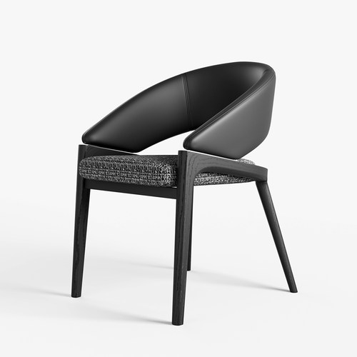 意式极简实木餐椅中古风2025新款椅子真皮简约餐厅靠背椅餐桌椅子