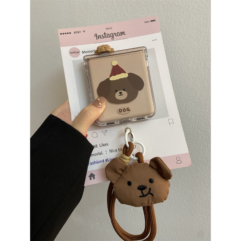 可爱小狗适用华为Pura X折叠屏手机壳pocket2小米mixflip2全包三星zflip6手绳挂件OPPO FindN3Flip创意荣耀女