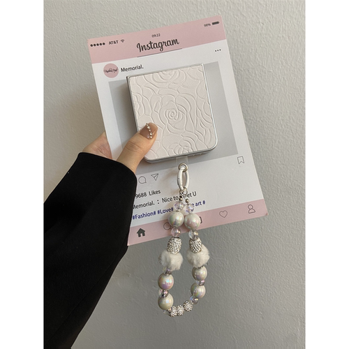 小香风皮质山茶花适用华为pocket2折叠屏手机壳OPPO Find N3 Flip荣耀三星zflip5/6手链小米mixflip硬壳xflip