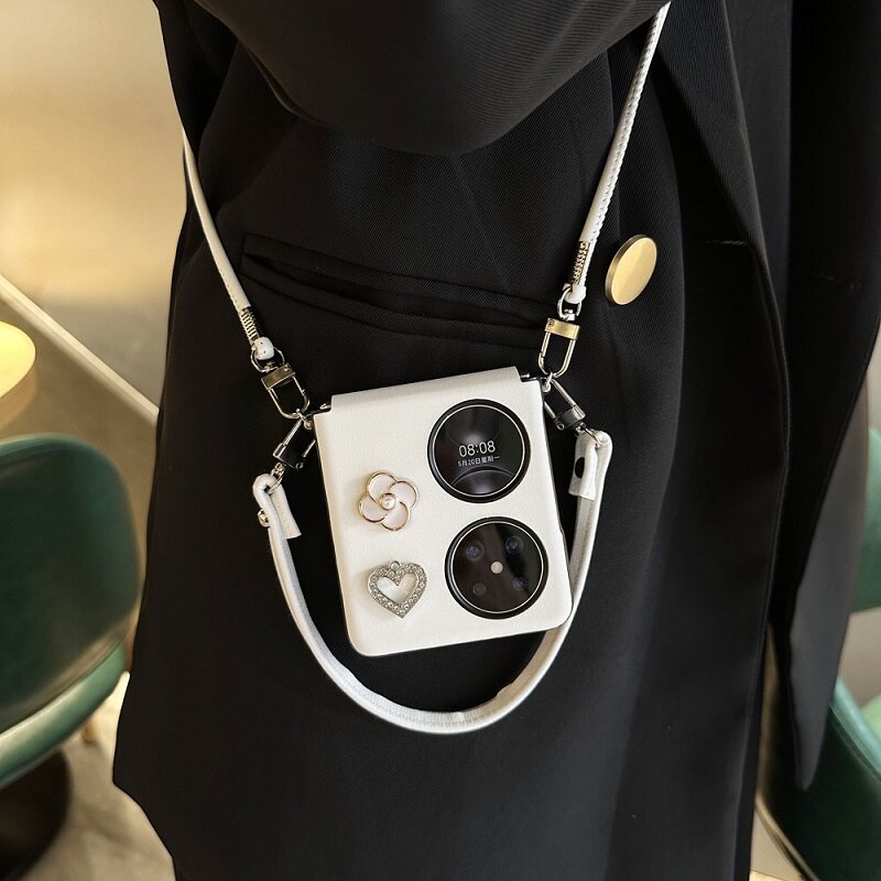 适用华为Pocket2手机壳折叠屏斜跨novaflip全包防摔razr50腕带vivo三星oppo铰链壳小米mixflip三星zflip6/5/4