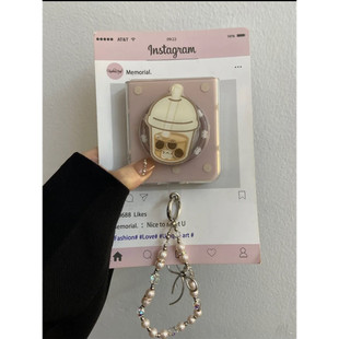 FindN3Flip荣耀vivo女 X折叠屏手机壳pocket2手链小米mixflip2三星zflip7OPPO 新款 奶茶磁吸支架适用华为Pura