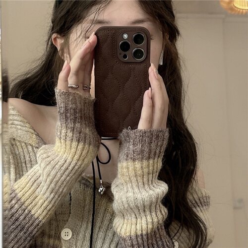 日韩ins小众复古棕色羽绒服适用苹果14手机壳iPhone13ProMax新款16防摔13pro硅胶17女14个性创意15网红保护套