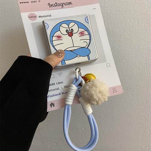 日韩叮当猫适用华为pocket2折叠屏手机壳vivoX Flip手绳三星zflip6动漫oppofindn3flip硬壳小米mixflip荣耀女
