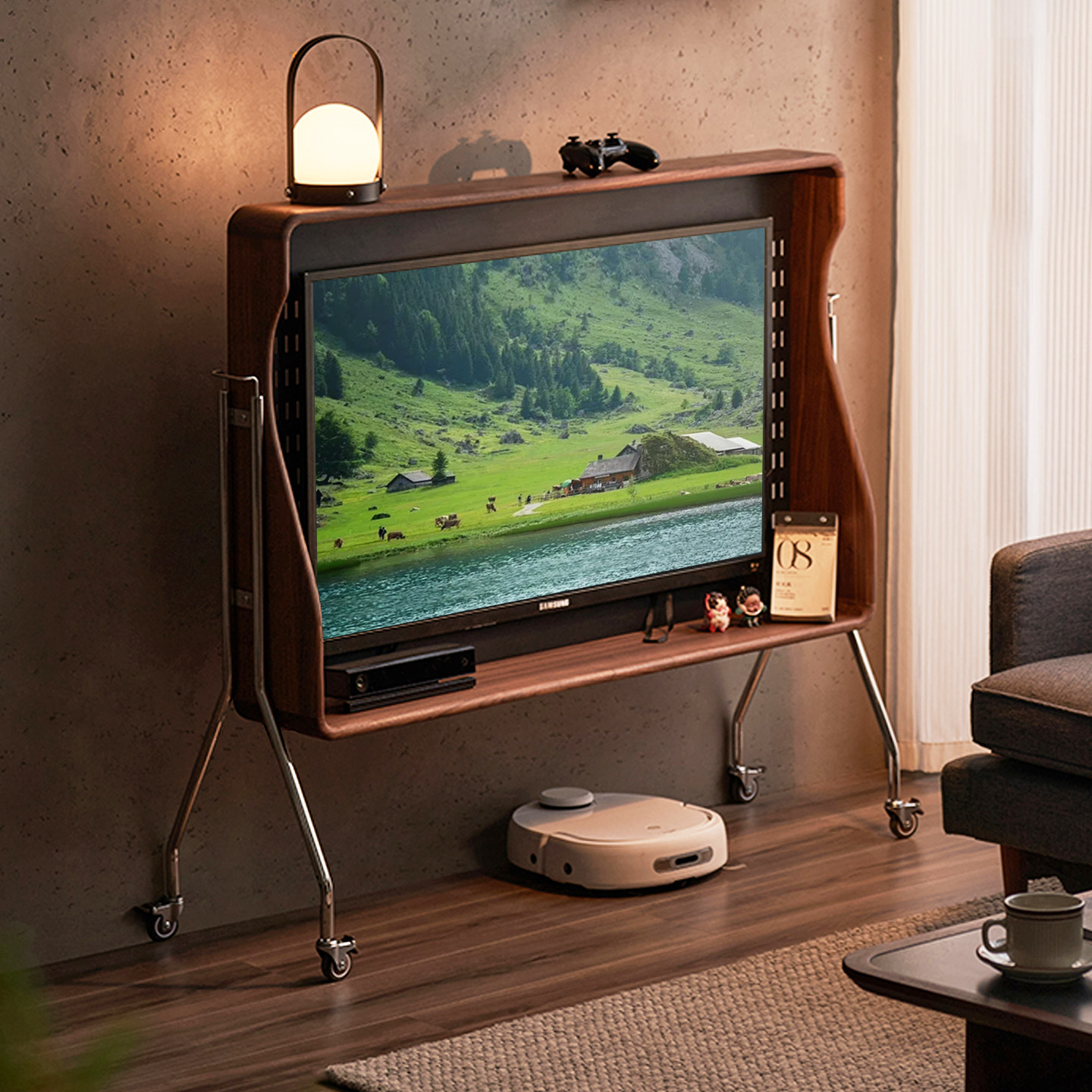 实木电视支架客厅可移动电视机架黑胡桃木小户型电视柜收纳电视柜,住宅家具,电视柜,淘宝优惠券,粉丝福利购,淘宝优惠卷