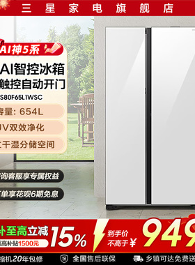 三星AI神5系Plus冰箱双开门大容量654L对开门国家补贴白色L1WS