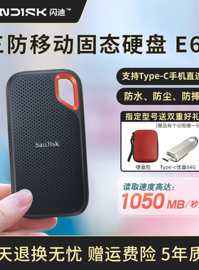 闪迪E61移动固态硬盘1t高速Typec双接口mac电脑ipad外置扩容500G