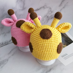 小燕钩织小屋手工钩针毛线编织 驯鹿帽子长颈鹿帽材料包 不是成品